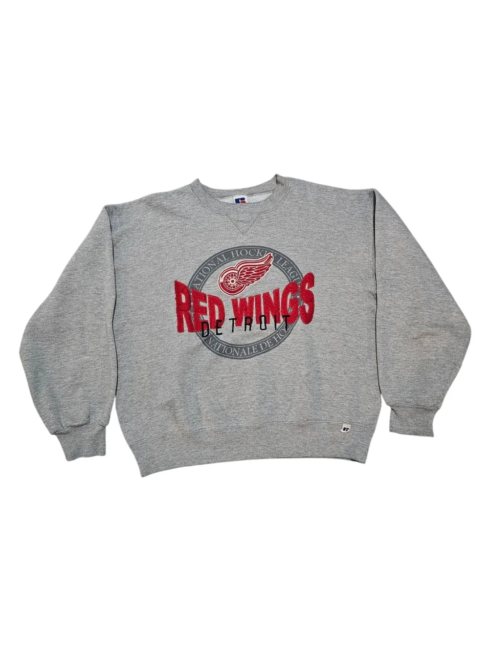 Vintage Russell Athletic Detroit Red Wings Gray Graphic Crewneck Sweatshirt - Picture 1 of 5